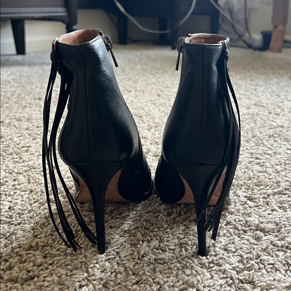 Coach Lolita Black Peep-Toe Ankle Boots 6.5 Leather Ankle Booties - Picture 7 of 12
